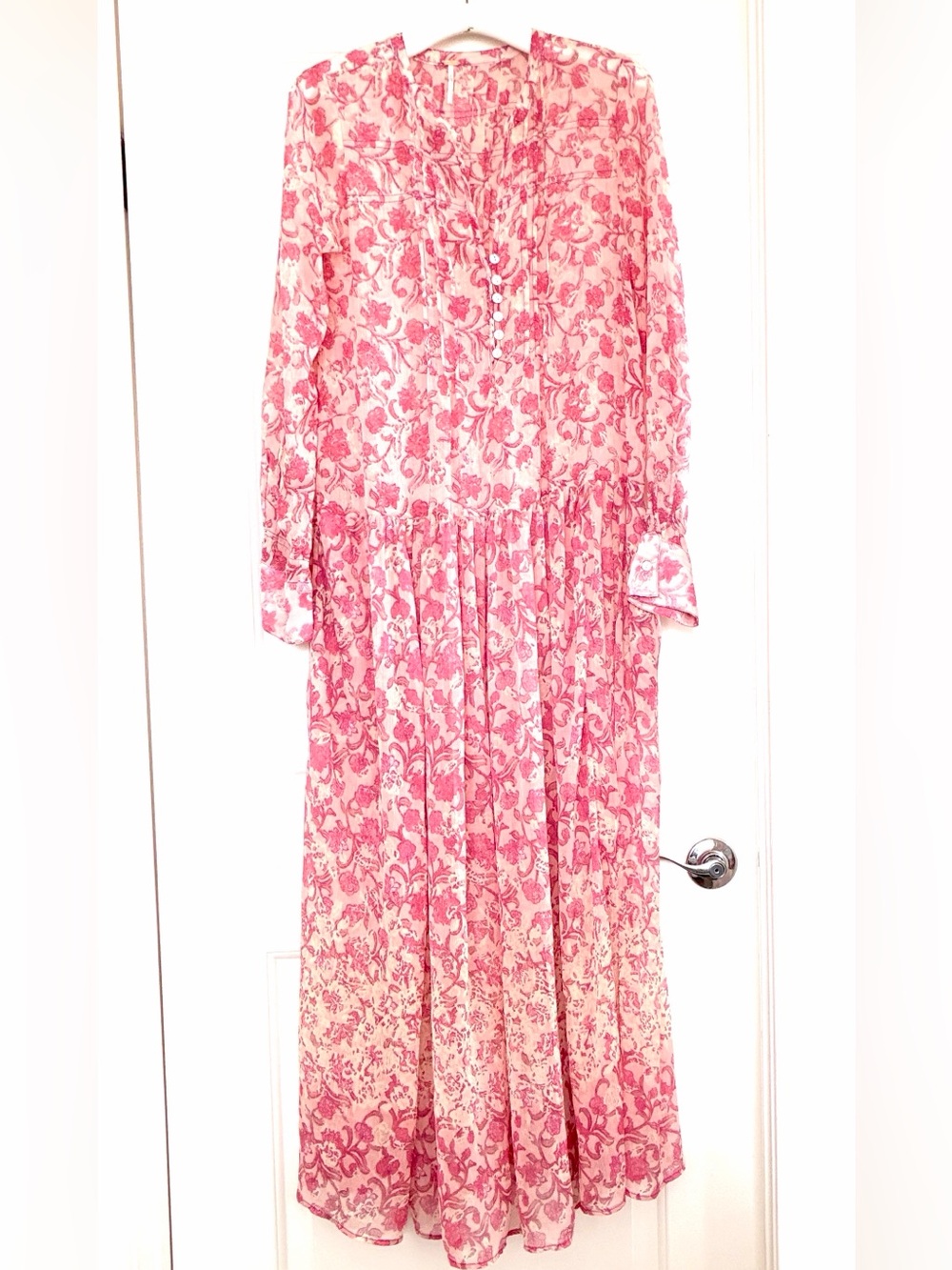 Free People Pink Floral Long Sleeve Maxi Dress - Picture 2 of 8
